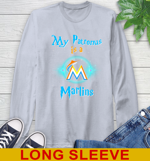 MLB Baseball Harry Potter My Patronus Is A Miami Marlins Long Sleeve T-Shirt 6