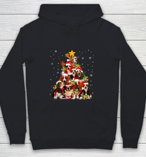Basset Hound Christmas Tree T Shirt Xmas Gift For Dog Lover Youth Hoodie