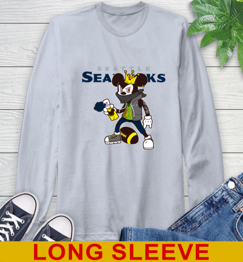 Seattle Seahawks NFL Football Mickey Peace Sign Sports Long Sleeve T-Shirt 6