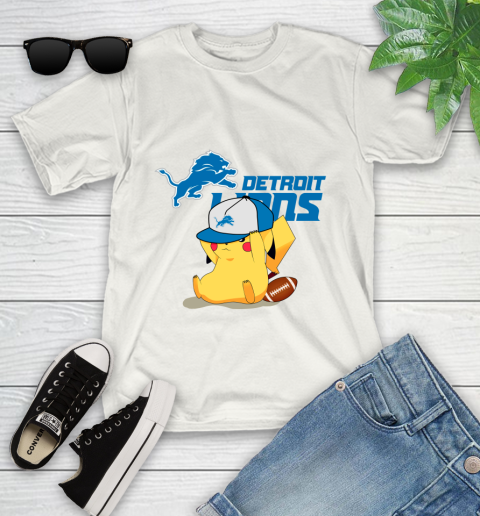 NFL Pikachu Football Sports Detroit Lions Youth T-Shirt