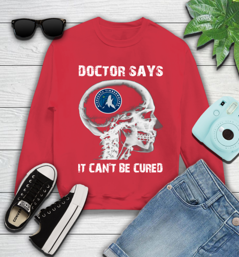 NBA Minnesota Timberwolves Basketball Skull It Can't Be Cured Shirt Youth Sweatshirt 6