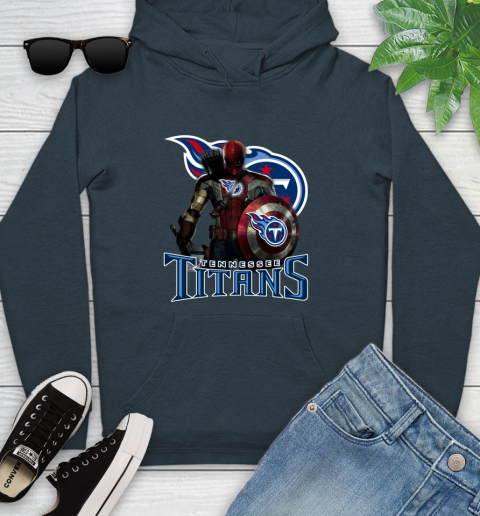 NFL Captain America Thor Spider Man Hawkeye Avengers Endgame Football Tennessee Titans Youth Hoodie 8