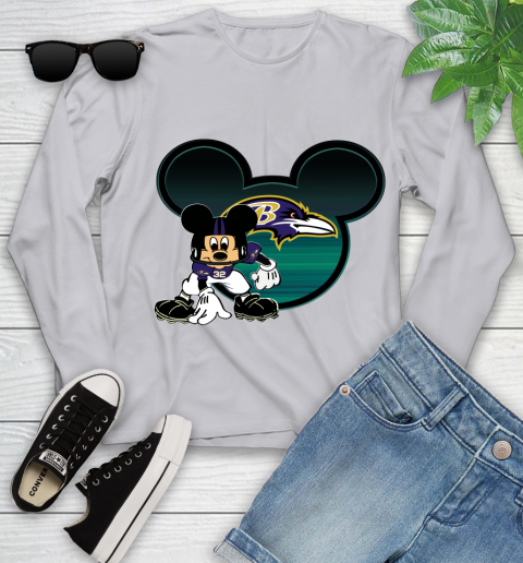 NFL Baltimore Ravens Mickey Mouse Disney Football T Shirt Youth Long Sleeve 5