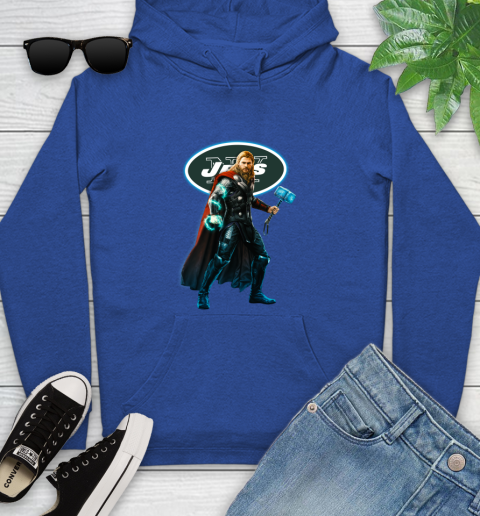 NFL Thor Avengers Endgame Football New York Jets Youth Hoodie 10 NFL Thor Avengers Endgame Football New York Jets Youth Hoodie - Image 10