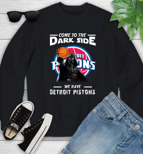 NBA Come To The Dark Side We Have Detroit Pistons Star Wars Darth Vader Basketball Youth Sweatshirt