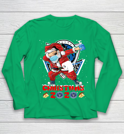 Dallas Mavericks Funny Santa Claus Dabbing Christmas 2020 NBA Youth Long Sleeve 4