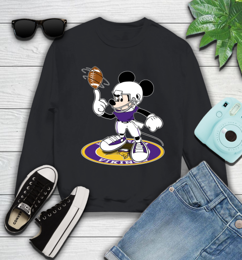 NFL Football Minnesota Vikings Cheerful Mickey Disney Shirt Youth Sweatshirt