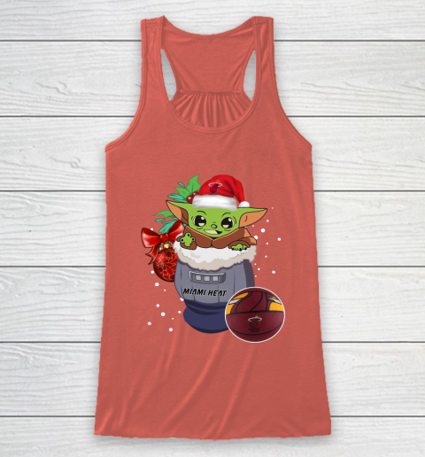 Miami Heat Christmas Baby Yoda Star Wars Funny Happy NBA Racerback Tank 4