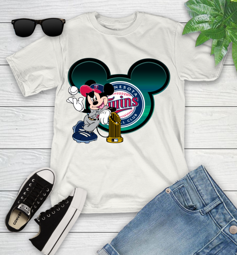 MLB Minnesota Twins The Commissioner's Trophy Mickey Mouse Disney Youth T-Shirt