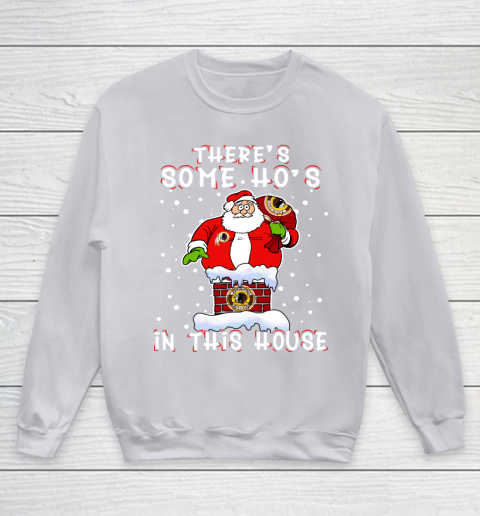 Washington Redskins Christmas There Is Some Hos In This House Santa Stuck In The Chimney NFL Youth Sweatshirt 3