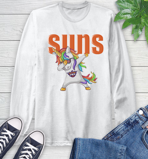 Phoenix Suns NBA Basketball Funny Unicorn Dabbing Sports Long Sleeve T-Shirt