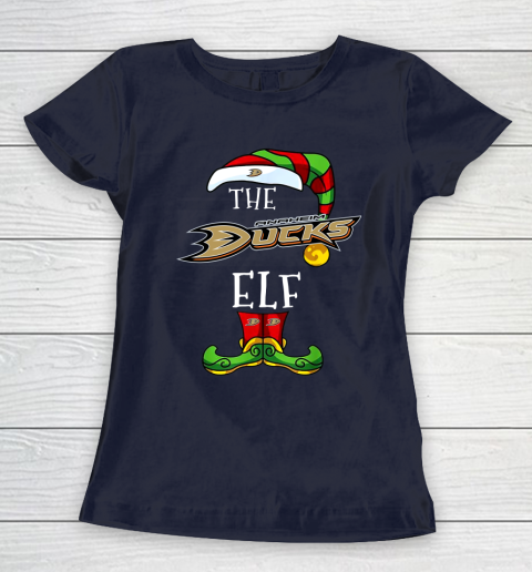 Anaheim Ducks Christmas ELF Funny NHL Women's T-Shirt 2