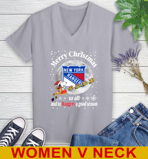 New York Rangers Merry Christmas To All And To Rangers A Good Season NHL Hockey Sports Women's V-Neck T-Shirt 4