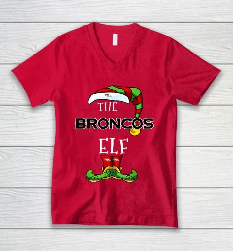 Denver Broncos Christmas ELF Funny NFL V-Neck T-Shirt 6
