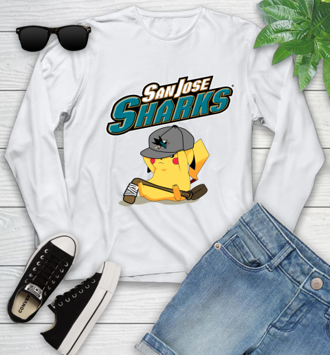 NHL Pikachu Hockey Sports San Jose Sharks Youth Long Sleeve
