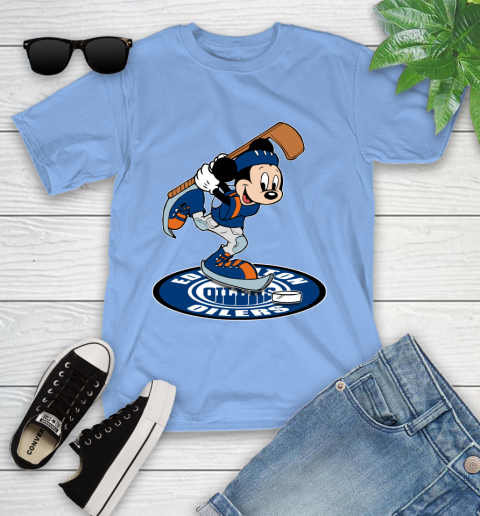 NHL Hockey Edmonton Oilers Cheerful Mickey Disney Shirt Youth T-Shirt 11