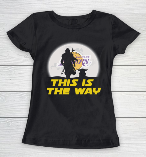Los Angeles Lakers NBA Basketball Star Wars Yoda And Mandalorian This Is The Way Women's T-Shirt