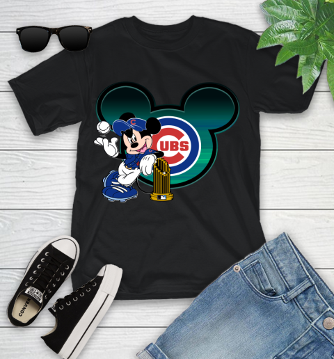 MLB Chicago Cubs The Commissioner's Trophy Mickey Mouse Disney Youth T-Shirt 2