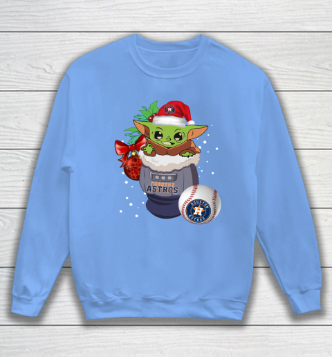 Houston Astros Christmas Baby Yoda Star Wars Funny Happy MLB Sweatshirt 9