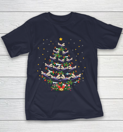 Dragonfly Christmas Tree Santa Dragonfly Bird Xmas Gift Youth T-Shirt 2
