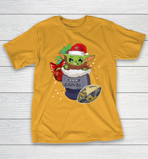 New Orleans Saints Christmas Baby Yoda Star Wars Funny Happy NFL T-Shirt 4
