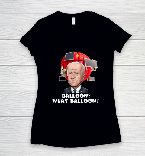 Chinese Spy Balloon Funny Surveillance Joe Biden China Women's V-Neck T-Shirt