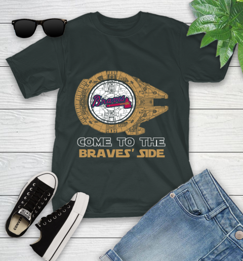 MLB Come To The Atlanta Braves Side Star Wars Baseball Sports Youth T-Shirt 6