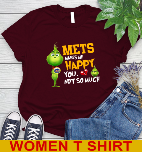MLB New York Mets Makes Me Happy You Not So Much Grinch Baseball Sports Women's T-Shirt 6