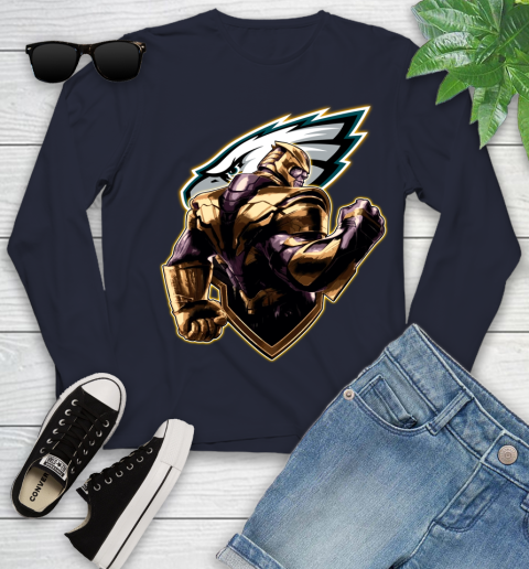 NFL Thanos Avengers Endgame Football Sports Philadelphia Eagles Youth Long Sleeve 3