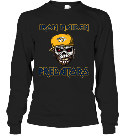 NHL Nashville Predators Iron Maiden Rock Band Music Hockey Sports WLKJ0J62R9J long sleeve tee 14 95 151514 front black