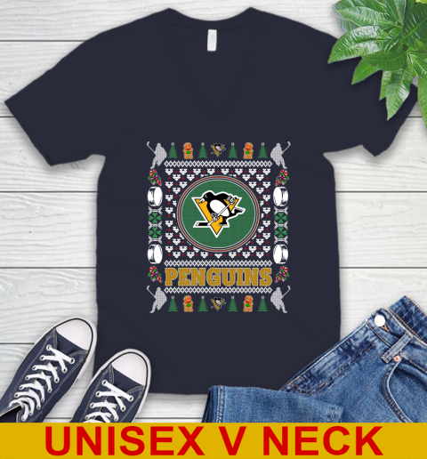 Pittsburgh Penguins Merry Christmas NHL Hockey Loyal Fan V-Neck T-Shirt 2