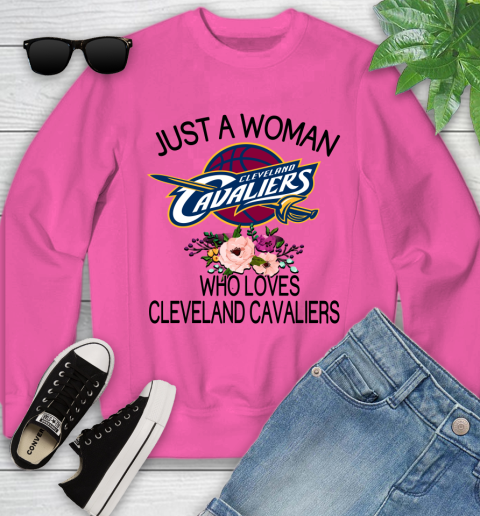 NBA Just A Woman Who Loves Cleveland Cavaliers Basketball Sports Youth Sweatshirt 3