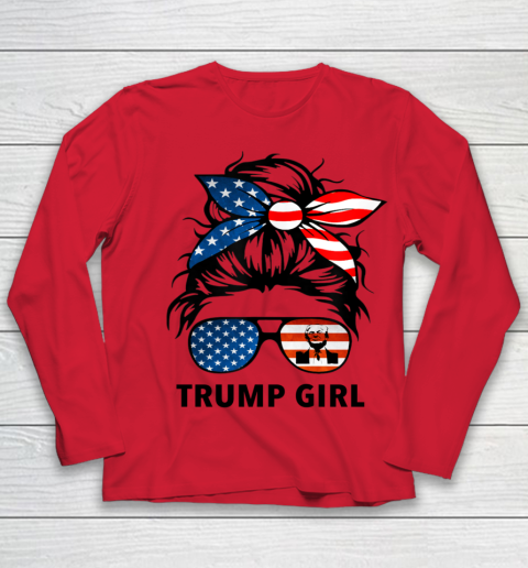 Trump Girl American Flag Glass Youth Long Sleeve 7