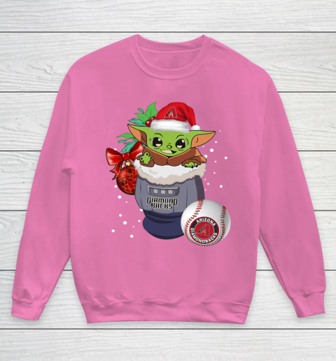 Arizona Diamondbacks Christmas Baby Yoda Star Wars Funny Happy MLB Youth Sweatshirt 7
