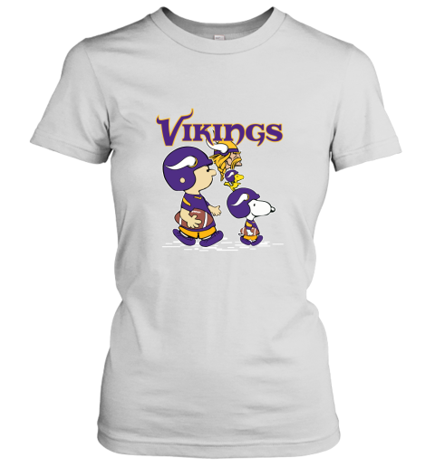 Minnesota Vikings Let's Play Football Together Snoopy NFL Women's T-Shirt