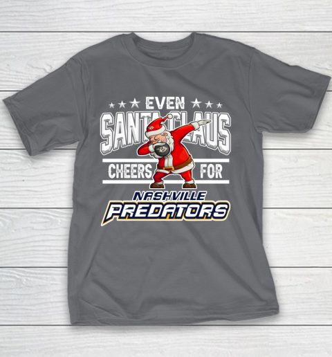 Nashville Predators Even Santa Claus Cheers For Christmas NHL Youth T-Shirt 5