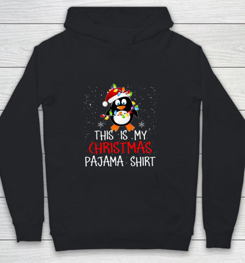 This Is My Christmas Pajama Shirt Penguins Santa Gift Youth Hoodie