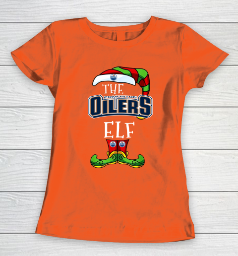 Edmonton Oilers Christmas ELF Funny NHL Women's T-Shirt 3