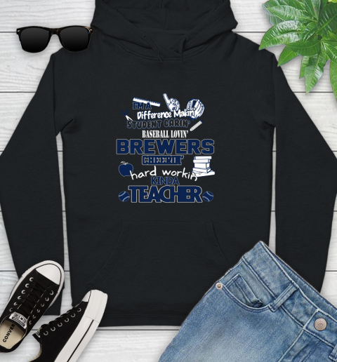 Milwaukee Brewers MLB I'm A Difference Making Student Caring Baseball Loving Kinda Teacher (1) Youth Hoodie