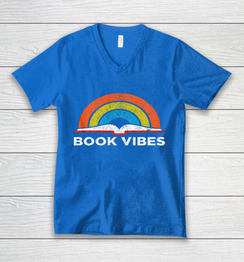 Reading Rainbow t shirt Vintage Retro Book Vibes Rainbow Gift for Reading Lovers V-Neck T-Shirt 5