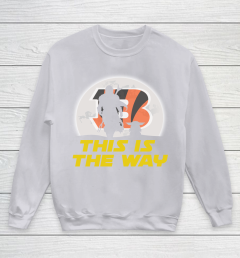 Cincinnati Bengals NFL Football Star Wars Yoda And Mandalorian This Is The Way Youth Sweatshirt 3