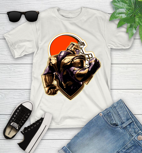 NFL Thanos Avengers Endgame Football Sports Cleveland Browns Youth T-Shirt