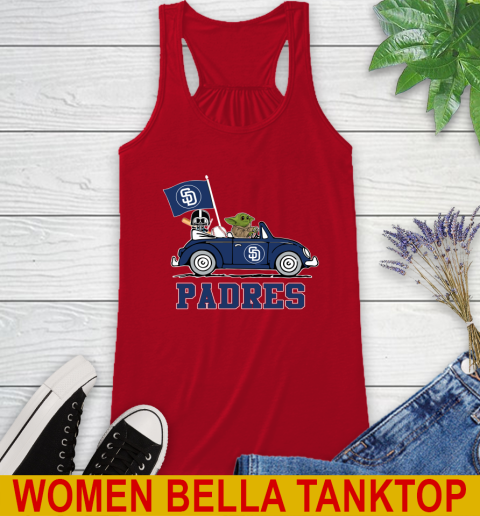 MLB Baseball San Diego Padres Darth Vader Baby Yoda Driving Star Wars Shirt Racerback Tank 6
