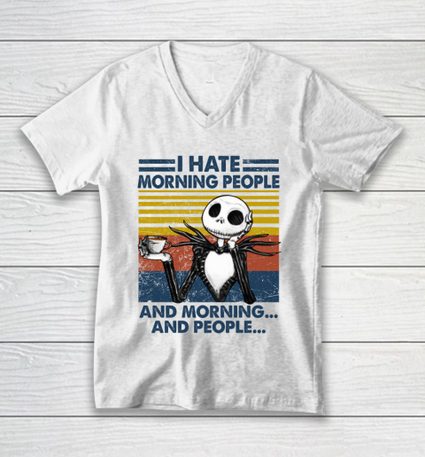 Jack Skellington Halloween that's what i do i drink coffee i hate people and i know things vintage retro V-Neck T-Shirt