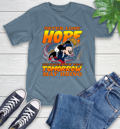 Columbus Blue Jackets NHL Hockey ootball Mickey Disney Never Lose Hope T-Shirt 8