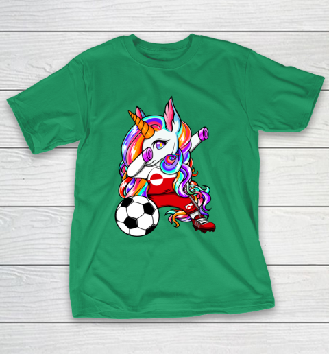 Dabbing Unicorn Greenland Soccer Fans Jersey Flag Football T-Shirt 7