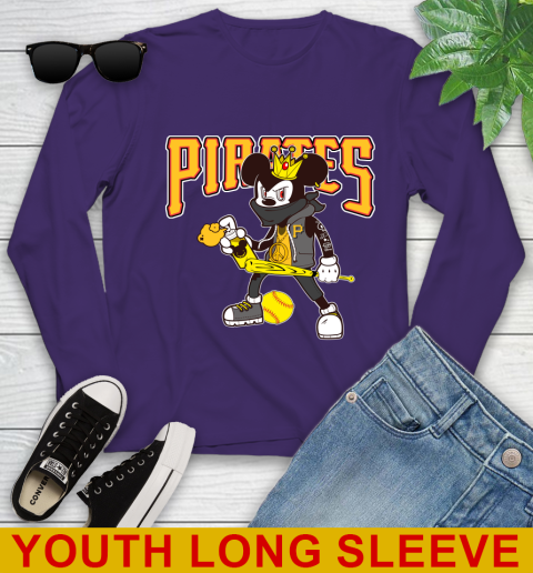 Pittsburgh Pirates MLB Baseball Mickey Peace Sign Sports Youth Long Sleeve 5