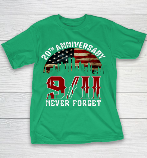 Never Forget 9 11 20th Anniversary Patriot Day 2021 Youth T-Shirt 3