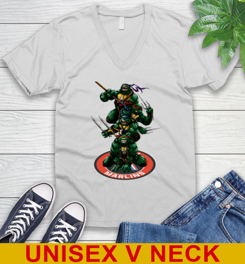 MLB Baseball Miami Marlins Teenage Mutant Ninja Turtles Shirt V-Neck T-Shirt