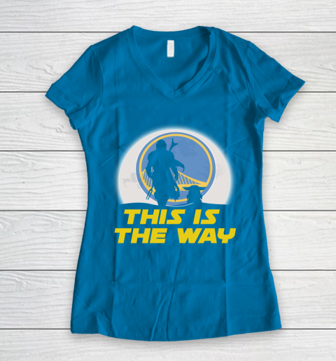 Golden State Warriors NBA Basketball Star Wars Yoda And Mandalorian This Is The Way Women's V-Neck T-Shirt 5